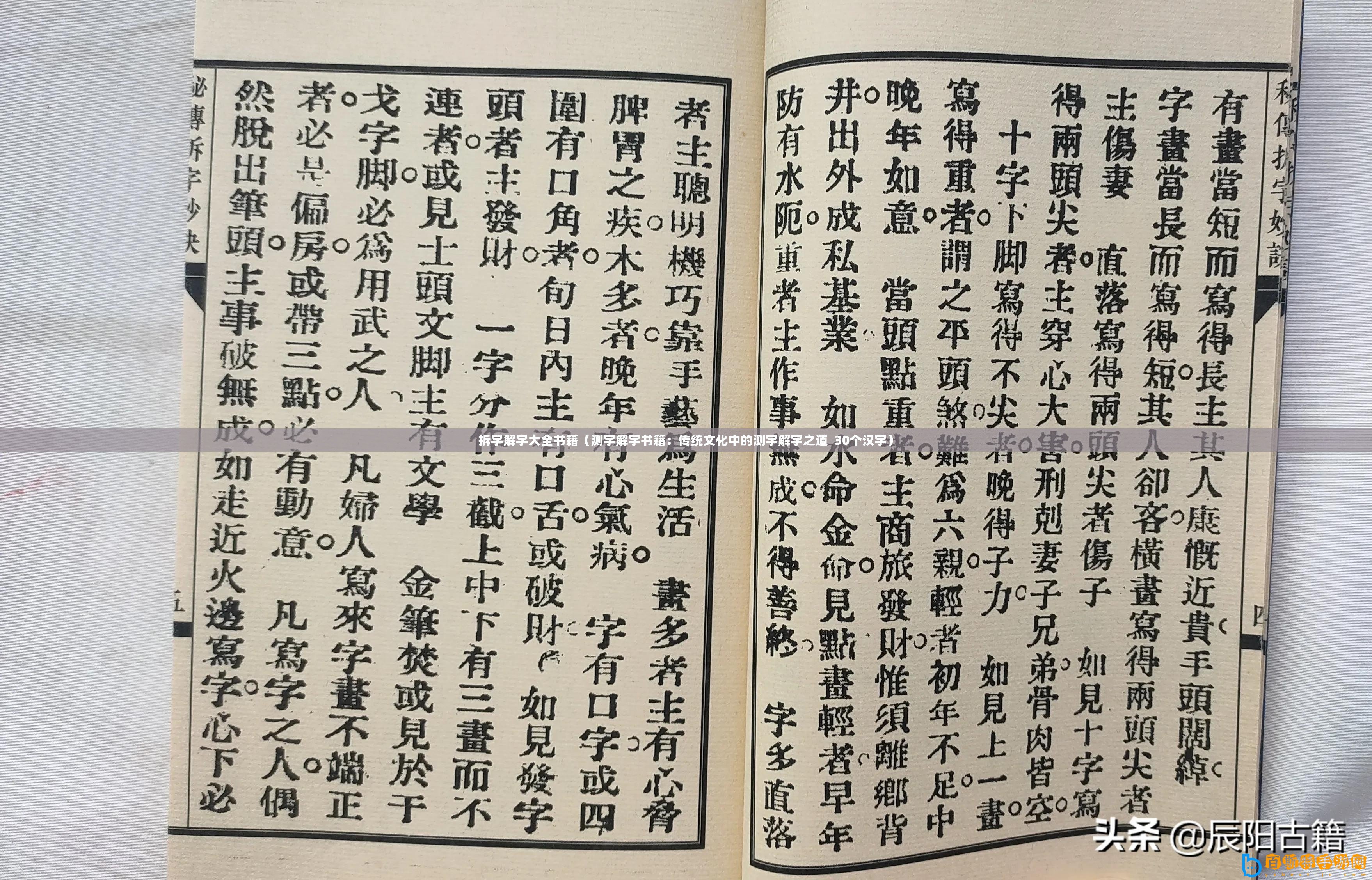 拆字解字大全書籍（測字解字書籍：傳統(tǒng)文化中的測字解字之道  30個漢字）